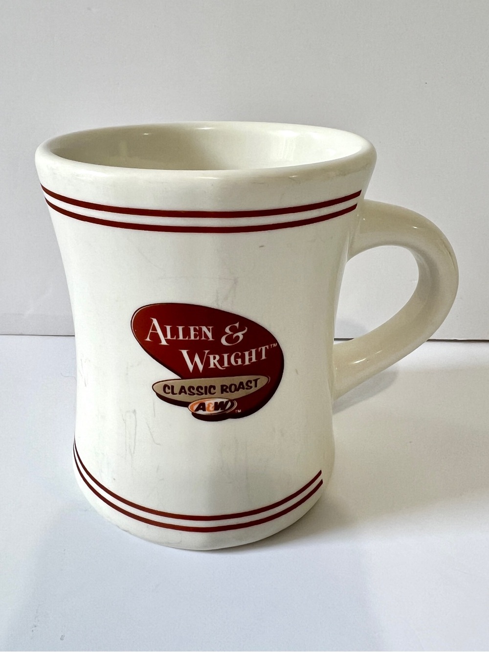 Allen & Wright A&W Classic Roast Restaurant Coffee Mug Cream Ceramic Coffee Mug